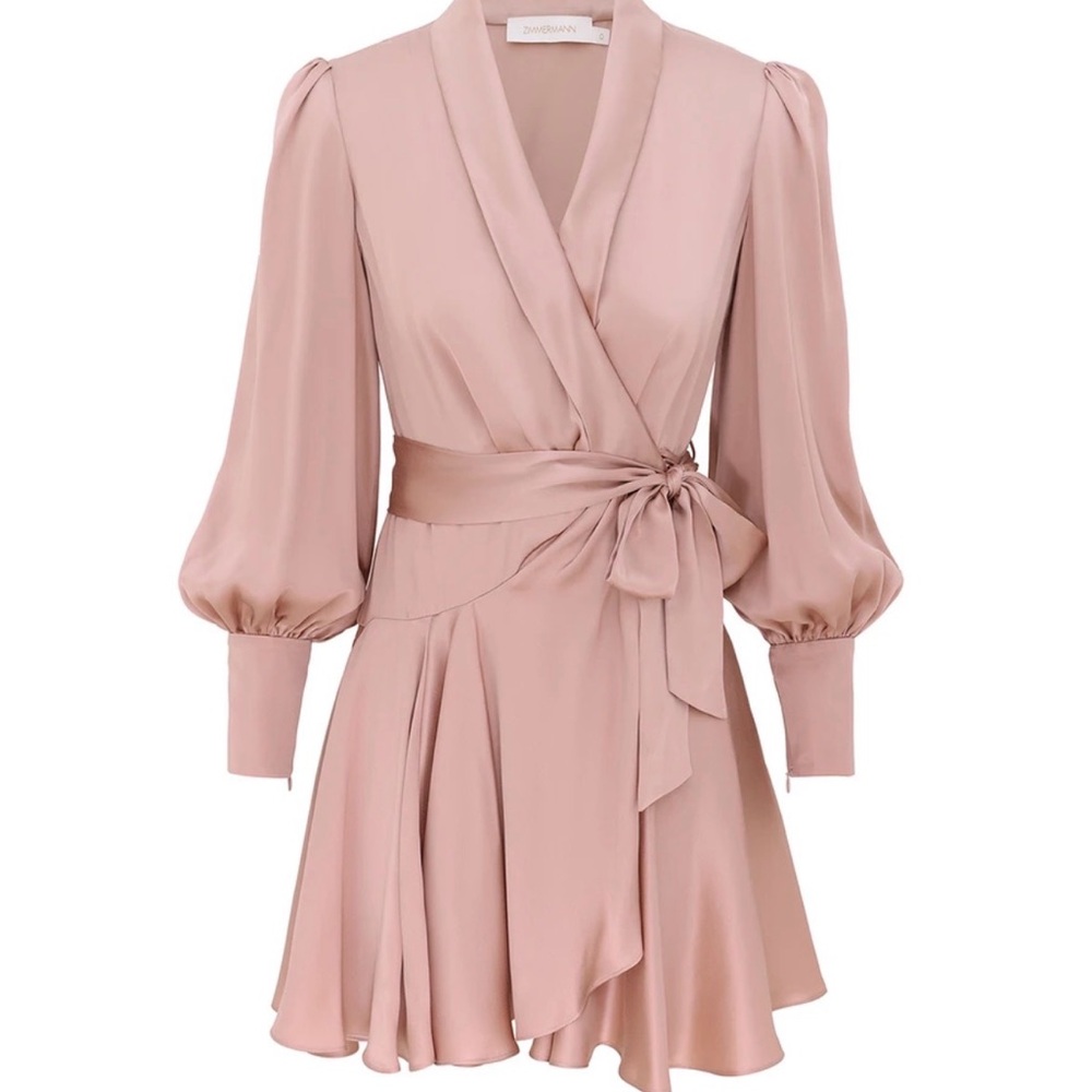 Zimmermann Blush Long Sleeve Wrap Dress